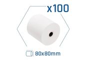 Pack 100 rollos papel trmico sin BPA 80x80mm